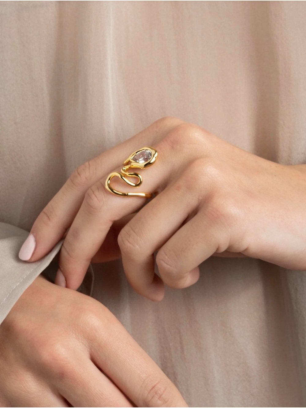 NEW Alexis Bittar Asterales Floating Vine Ring Size 7 Gold Clear JL26 - Picture 6 of 7